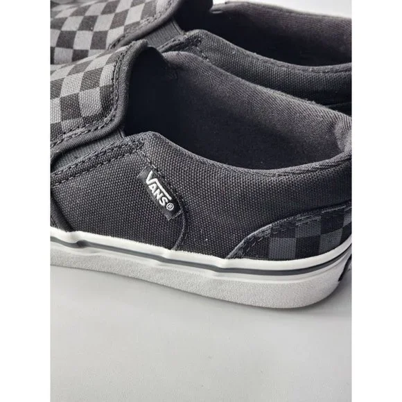 Vans Big Kid's Black Checkerboard Slip-On Sneakers Shoes Size 4 - Picture 11 of 12